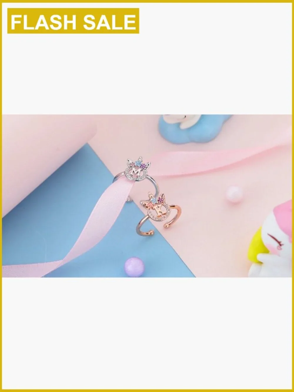 Adjustable Initial Unicorn Ring for Girls Teens Dainty Cute Cubic Zirconia
